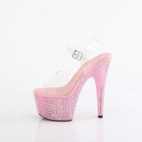 Rosa 18 cm BEJEWELED-708RRS Zapatos altos pole dance strass plataforma