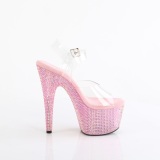 Rosa 18 cm BEJEWELED-708RRS Zapatos altos pole dance strass plataforma