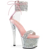 Rosa 18 cm SKY-327RSI tacn alto con correa al tobillo strass