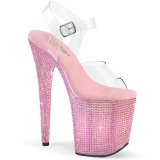 Rosa 20 cm 808RRS Zapatos altos pole dance strass plataforma