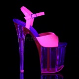 Rosa 20 cm FLAMINGO-809UVT Neon Acrilico Plataforma Sandalias Tacn Mujer