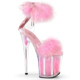 Rosa 20 cm FLAMINGO-824F sandalias de tacn con plumas pole dance