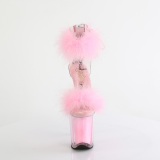 Rosa 20 cm FLAMINGO-824F sandalias de tacn con plumas pole dance