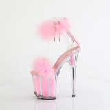 Rosa 20 cm FLAMINGO-824F sandalias de tacn con plumas pole dance