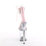 Rosa 20 cm FLAMINGO-827RS plataforma transparentes tacones con correa al tobillo