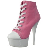 Rosa Neon 15 cm DELIGHT-600SK-02 Zapatos de lona con tacn