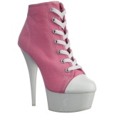 Rosa Neon 15 cm DELIGHT-600SK-02 Zapatos de lona con tacn