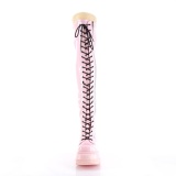 Rosas Charol 11,5 cm SHAKER-374 botas por encima de la rodilla con cordones