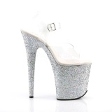 Silver Brillo 20 cm FLAMINGO-808LG Plataforma Zapatos de Tacn Alto