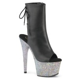 Strass 18 cm ADORE-1018LG botines de plataforma y punta abierta negro