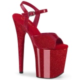 Tacones Rojo 20 cm FLAMINGO-809GP brillo zapatos tacn alto con plataforma