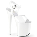 Tacones blancos 20 cm FLAMINGO-808N JELLY-LIKE material elstico tacn alto plataforma