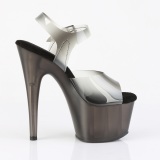 Tacones negros 18 cm PLEASER material elstico tacn alto plataforma