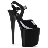 Tacones negros 20 cm FLAMINGO-808N JELLY-LIKE material elstico tacn alto plataforma