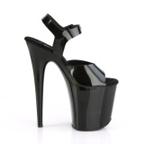 Tacones negros 20 cm FLAMINGO-808N JELLY-LIKE material elstico tacn alto plataforma