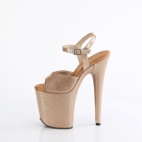 Tacones oro 20 cm FLAMINGO-809GP brillo zapatos tacn alto con plataforma