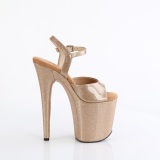 Tacones oro 20 cm FLAMINGO-809GP brillo zapatos tacn alto con plataforma