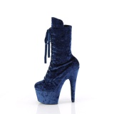 Terciopelo 18 cm ADORE-1045VEL botines tacn aguja azules + protectoras