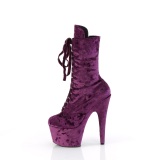 Terciopelo 18 cm ADORE-1045VEL botines tacn aguja purpura + protectoras