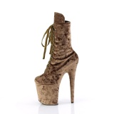 Terciopelo 20 cm FLAMINGO-1045VEL botines tacn aguja khaki + protectoras