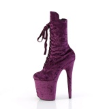 Terciopelo 20 cm FLAMINGO-1045VEL botines tacn aguja purpura + protectoras