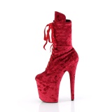 Terciopelo 20 cm FLAMINGO-1045VEL botines tacn aguja rojo + protectoras