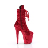 Terciopelo 20 cm FLAMINGO-1045VEL botines tacn aguja rojo + protectoras