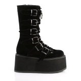 Terciopelo 9 cm DAMNED-225 mujeres plataforma botas hasta la pantorrilla con hebilla negro