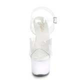 Transparente 18 cm DISCOLITE-708 sandalias stripper con luz LED