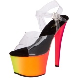 Transparente 18 cm RAINBOW-308UV Sandalias Mujer Plataforma Neon