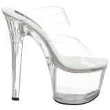 Transparente 18 cm SKY-302 Plateau Mules Tacn Alto Mujer