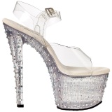 Transparente 18 cm STARDANCE-708 Strass Plataforma Tacn Alto