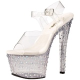 Transparente 18 cm STARDANCE-708 Strass Plataforma Tacn Alto