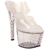 Transparente 18 cm STARDUST-702 Mules Tacn Alto Piedras Strass