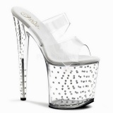 Transparente 20 cm Pleaser STARDUST-802 Strass Plataforma Mules Altos