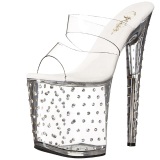 Transparente 20 cm Pleaser STARDUST-802 Strass Plataforma Mules Altos