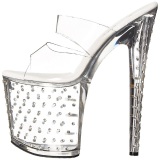 Transparente 20 cm Pleaser STARDUST-802 Strass Plataforma Mules Altos