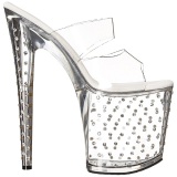 Transparente 20 cm Pleaser STARDUST-802 Strass Plataforma Mules Altos