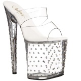 Transparente 20 cm Pleaser STARDUST-802 Strass Plataforma Mules Altos