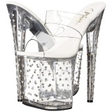 Transparente 20 cm Pleaser STARDUST-802 Strass Plataforma Mules Altos