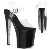 Transparente 20 cm XTREME-808CRS sandalias pleaser con suela strass plata