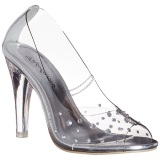 Transparente Cristal 10,5 cm CLEARLY-420 Zapato Saln para Fiesta con Tacn