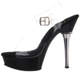 Transparente Negro 14 cm ALLURE-608 Tacn Alto Zapatos Plateau