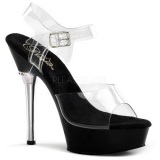 Transparente Negro 14 cm ALLURE-608 Tacn Alto Zapatos Plateau