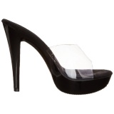 Transparente Negro 14 cm COCKTAIL-501 Plataforma Mules