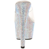 Transparente Plata 18 cm BEJEWELED-701DM Strass Plataforma Mules Altos