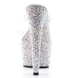 Transparente Plata 18 cm BEJEWELED-701MS Strass Plataforma Mules Altos