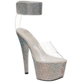 Transparente Strass 18 cm BEJEWELED-712RS Plataforma Zapatos Tacn Alto