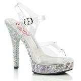 Transparentes sandalias con plataforma strass 13,5 cm Fabulicious MAJESTY-508DM