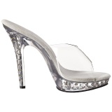 Traslucido Strass Platform 13 cm LIP-101SDT Mules Tacn Alto Mujer